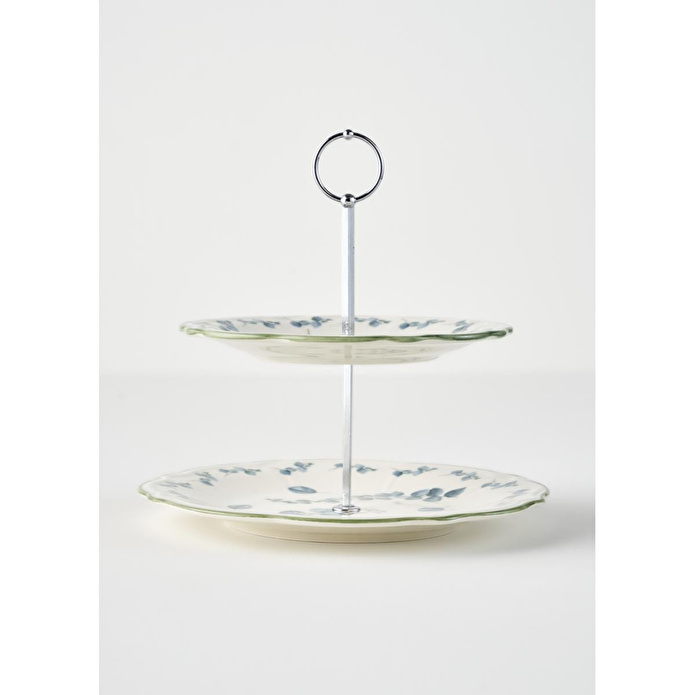 Bella Maison Ocaliptus Stoneware 2 Katlı Kurabiyelik Yeşil Yeşil