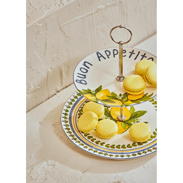 Bella Maison Lemoncello Porselen 2 Katlı Kurabiyelik Çok Renkli