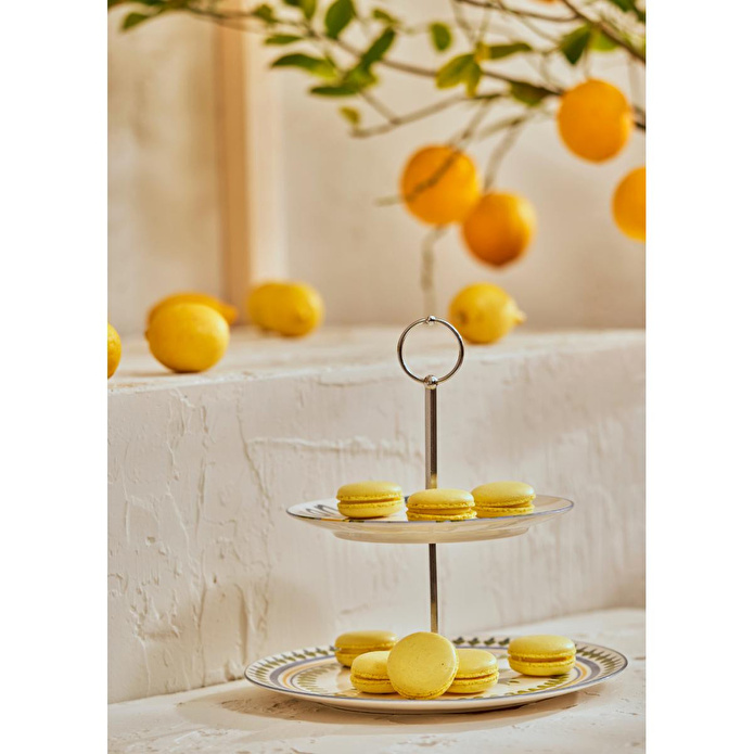 Bella Maison Lemoncello Porselen 2 Katlı Kurabiyelik Çok Renkli