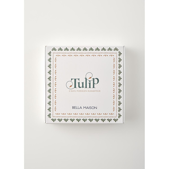 Bella Maison Tulip Porselen 2 Katlı Kurabiyelik Çok Renkli