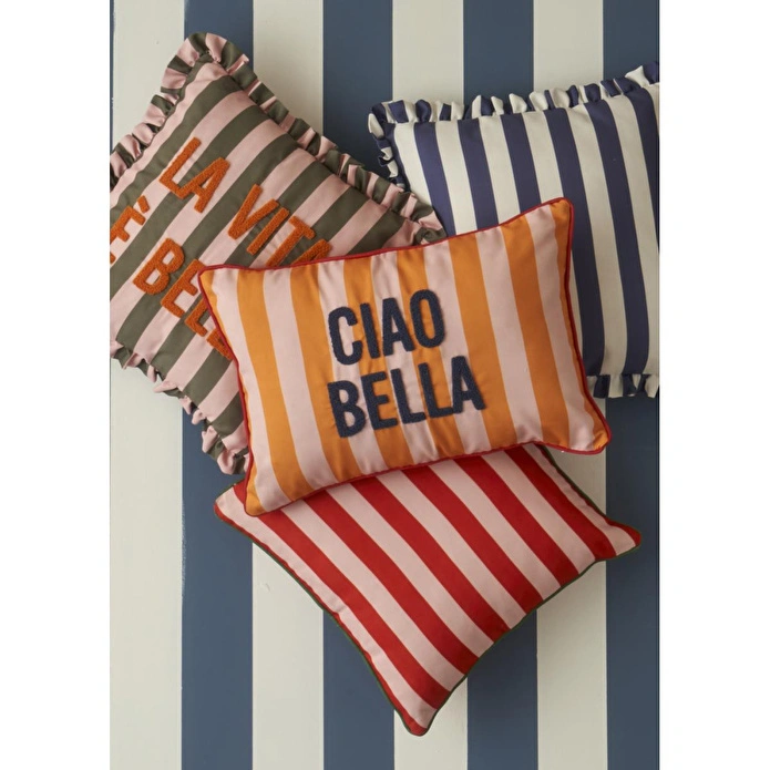 Bella Maison Line Mottolu Punch Nakışlı Kırlent Kılıfı Turuncu (35x50 Cm) Turuncu