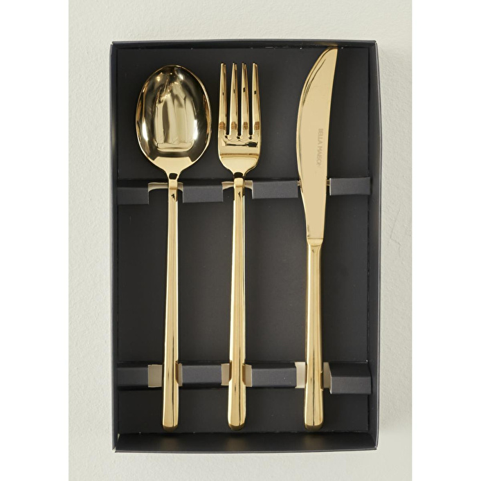Bella Maison Milano 18 Parça Yemek Çatal Kaşık Bıçak Seti Gold Gold