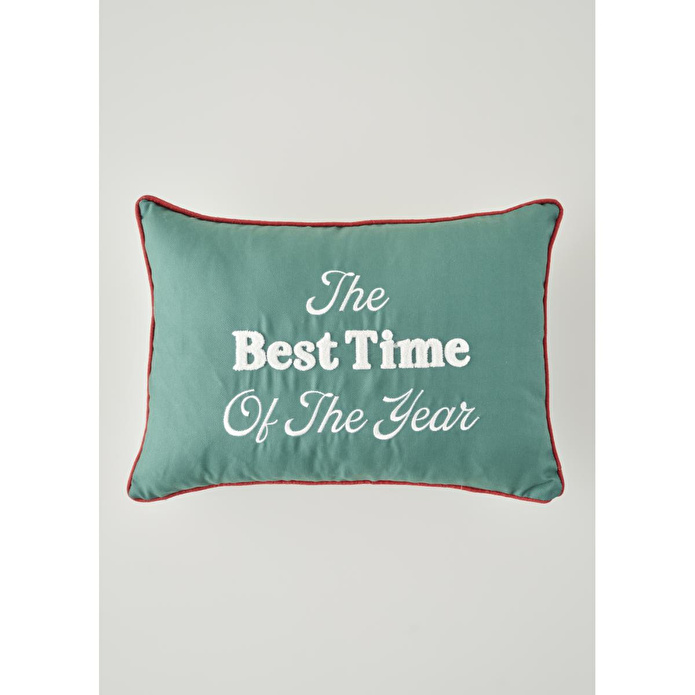 Bella Maison New Year Yılbaşı Kırlent Kılıfı Yeşil (35x50 Cm) Yeşil
