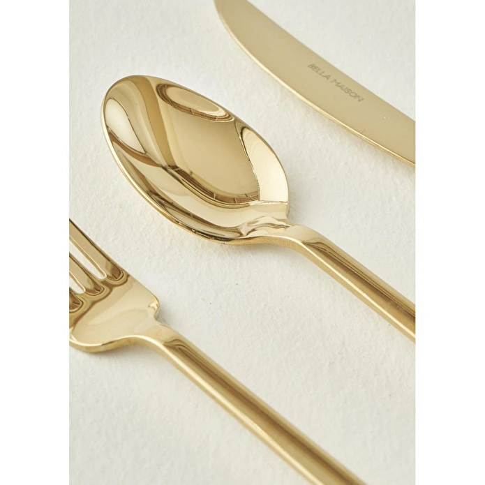 Bella Maison Milano 18 Parça Tatlı Çatal Kaşık Bıçak Seti Gold Gold