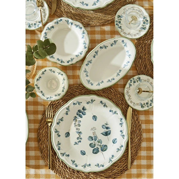 Bella Maison Ocaliptus Stoneware 26 Parça 6 Kişilik Kahvaltı Takımı Yeşil Yeşil