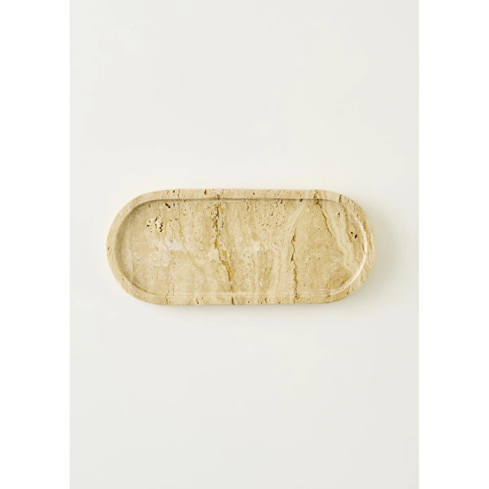 Bella Maison Ephesus Traverten Oval Dekoratif Tabak Naturel (12x28 Cm) Naturel
