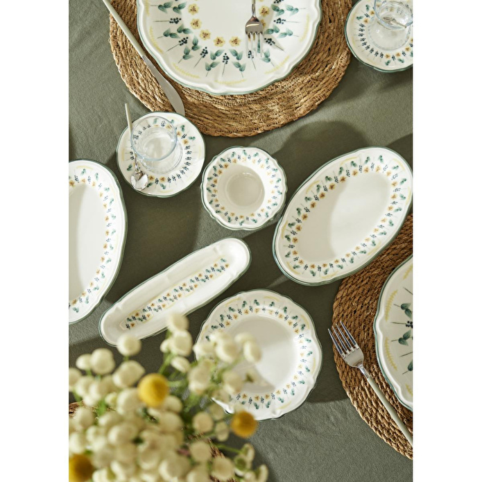 Bella Maison Adelina Stoneware 26 Parça 6 Kişilik Kahvaltı Takımı Yeşil Yeşil