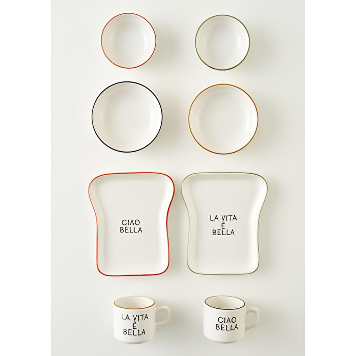 Bella Maison Line Seramik 8 Parça 2 Kişilik Tost Kahvaltı Takımı Çok Renkli