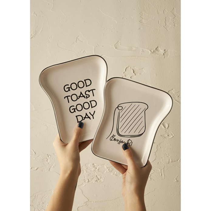 Bella Maison Toast Seramik 8 Parça 2 Kişilik Kahvaltı Takımı Siyah Siyah