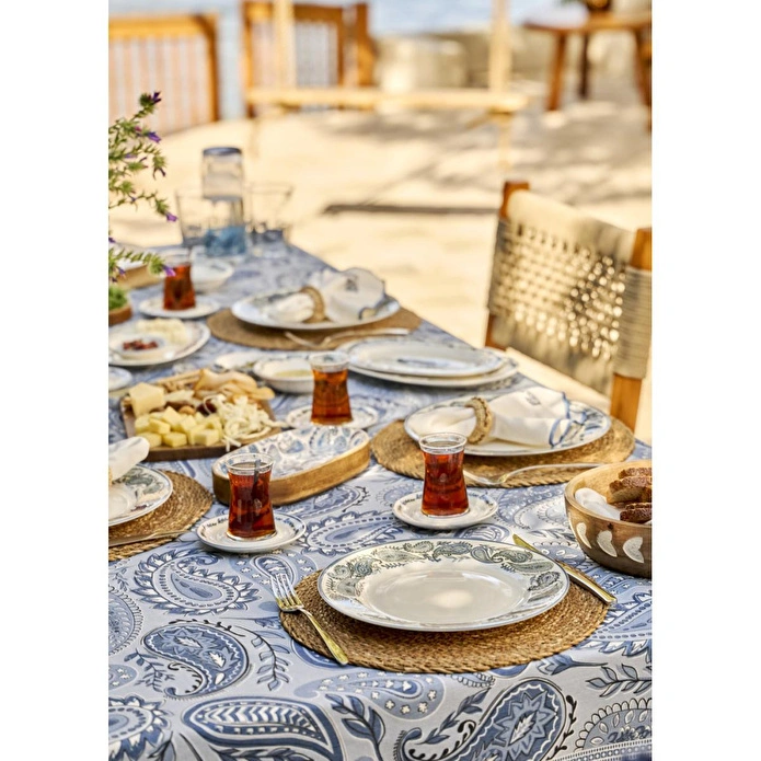 Bella Maison Paisley Porselen 26 Parça 6 Kişilik Kahvaltı Takımı Mavi Mavi