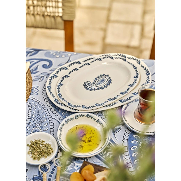 Bella Maison Paisley Porselen 26 Parça 6 Kişilik Kahvaltı Takımı Mavi Mavi