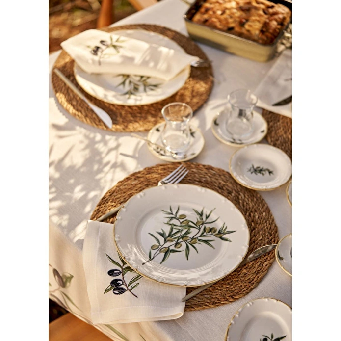 Bella Maison Olive Porselen 52 Parça 12 Kişilik Kahvaltı Takımı Yeşil