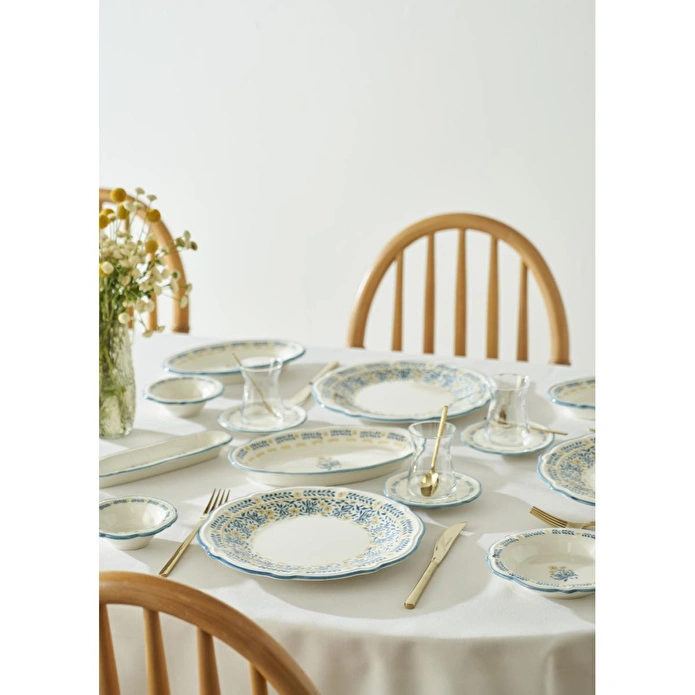Bella Maison Liana Stoneware 26 Parça 6 Kişilik Kahvaltı Takımı Mavi Mavi