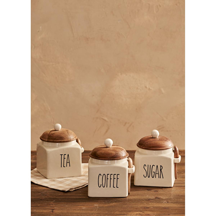 Bella Maison Koffi Seramik Kavanoz Krem (800 Ml) Krem