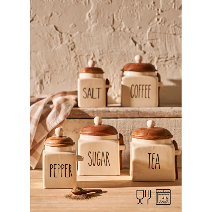 Bella Maison Koffi Seramik Kavanoz Krem (800 Ml) Krem