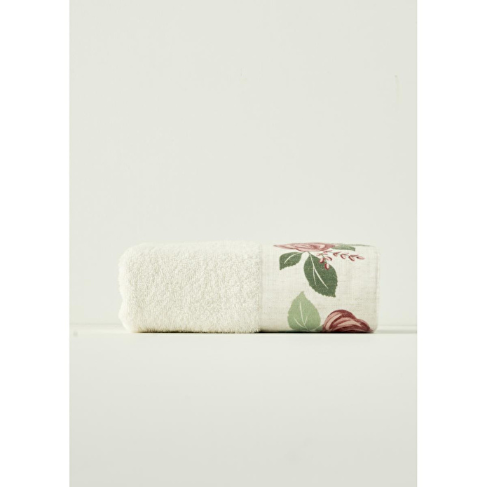 Bella Maison %100 Pamuk Rose Baskılı El Havlusu Krem (30x50 Cm) Krem