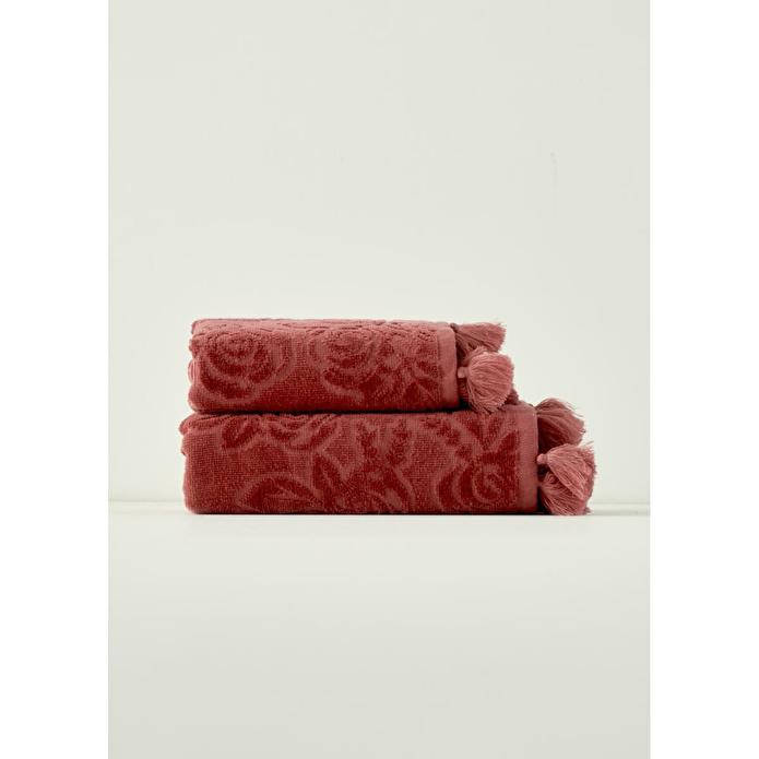 Bella Maison %100 Pamuk Rose Jakarlı El Havlusu Mürdüm (30x50 Cm) Mürdüm