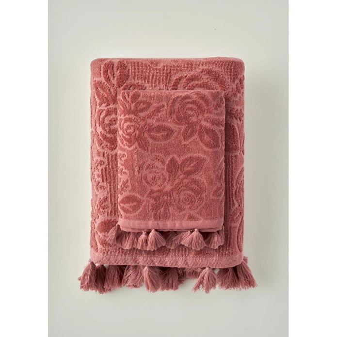 Bella Maison %100 Pamuk Rose Jakarlı El Havlusu Mürdüm (30x50 Cm) Mürdüm
