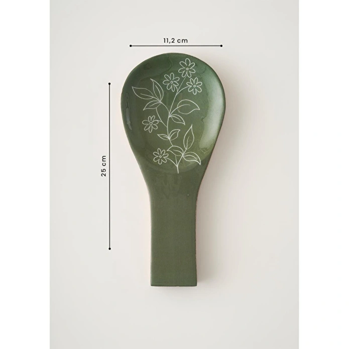 Bella Maison Floral Mango Kirli Kaşıklık Yeşil (25x11,2x2 Cm) Yeşil