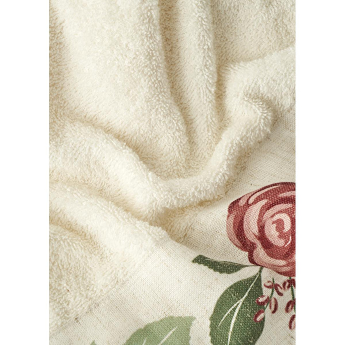 Bella Maison %100 Pamuk Rose Baskılı Yüz Havlusu Krem (50x90 Cm) Krem