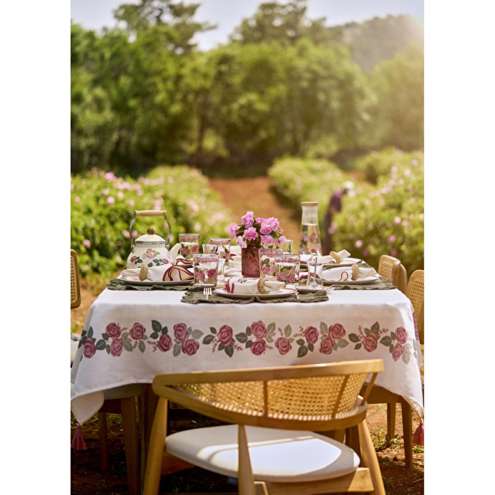 Bella Maison Rose Baskılı Masa Örtüsü Krem (150x250 Cm) Krem