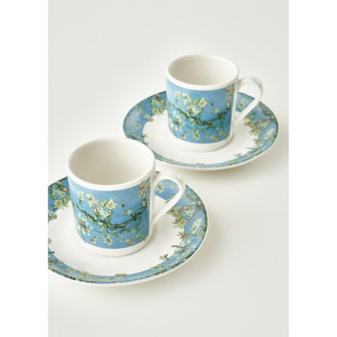 Bella Maison Van Gogh Almond Blossom 2'li Kahve Fincanı Seti Turkuaz (90 Cc) Mavi