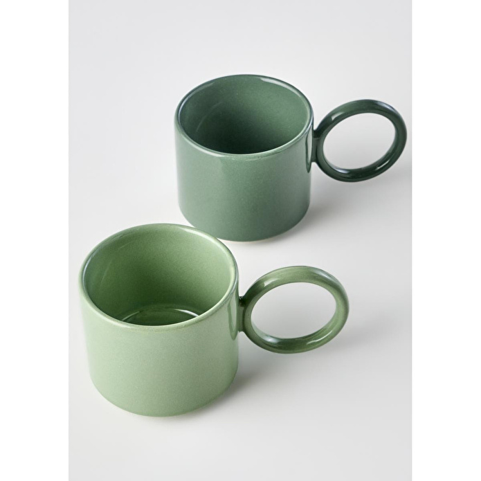 Bella Maison Arcana Seramik Espresso 2'li Set Yeşil (180 Cc) Yeşil