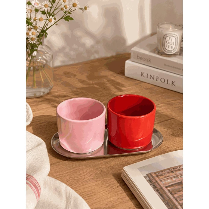 Beige & Stone Kırmızı Seramik Kupa 175 Ml Minimal Kahve Kupası Çay Fincanı Espresso Ve Türk Kahvesi Bardağı