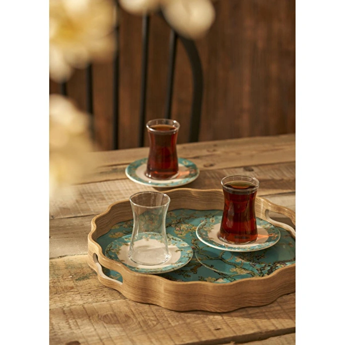 Bella Maison Van Gogh Almond Blossom 6'lı Çay Tabağı Turkuaz (12 Cm) Mavi