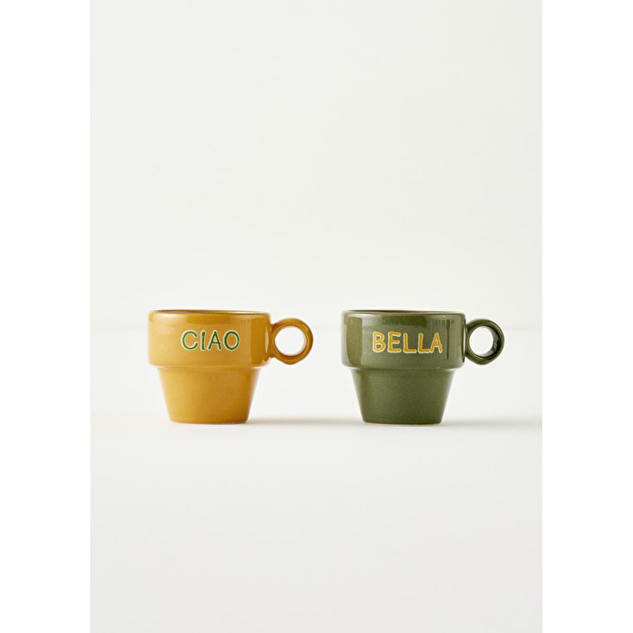 Bella Maison Line Espresso 2'li Set Hardal-yeşil (105 Cc) Çok Renkli