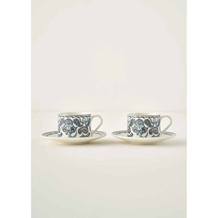 Bella Maison Paisley Porselen 2'li Çay Fincanı Mavi (180 Cc) Mavi