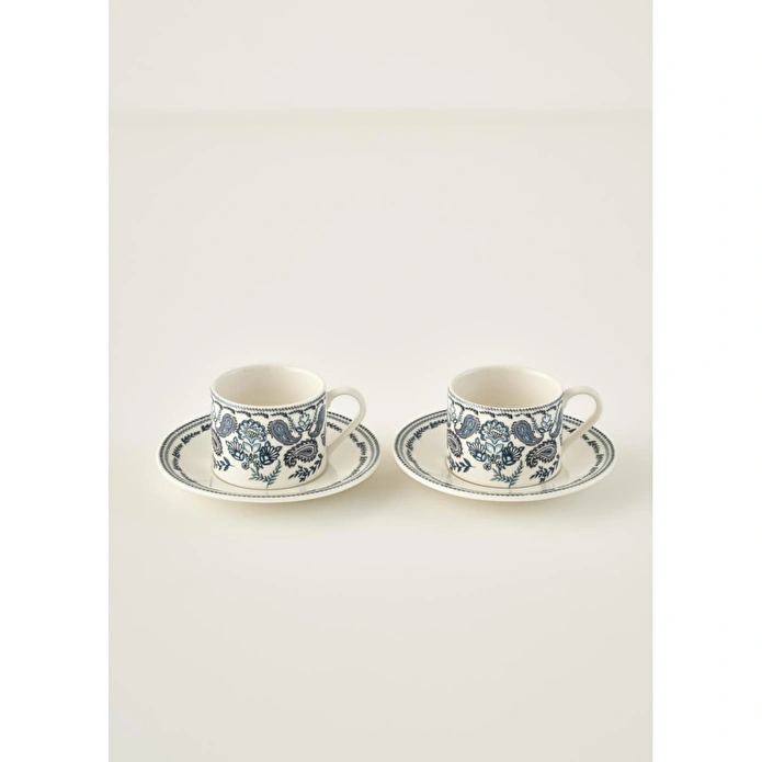 Bella Maison Paisley Porselen 2'li Çay Fincanı Mavi (180 Cc) Mavi