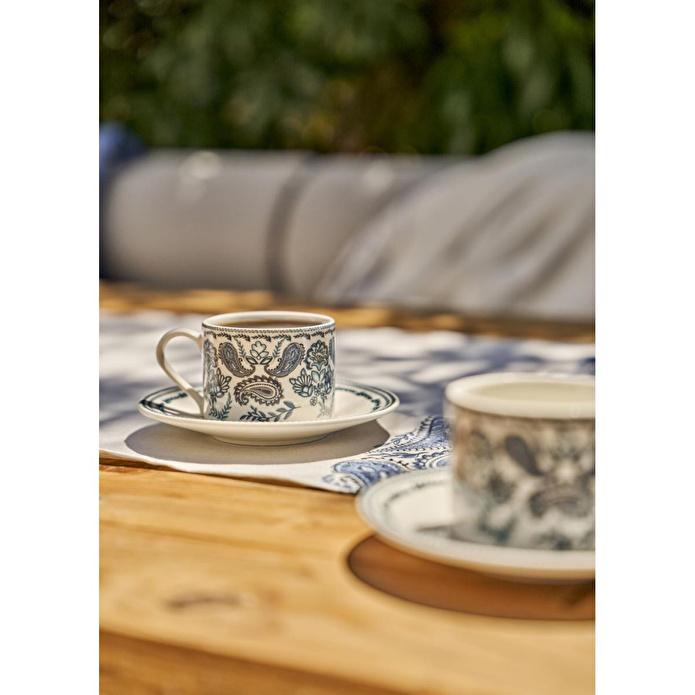 Bella Maison Paisley Porselen 2'li Çay Fincanı Mavi (180 Cc) Mavi