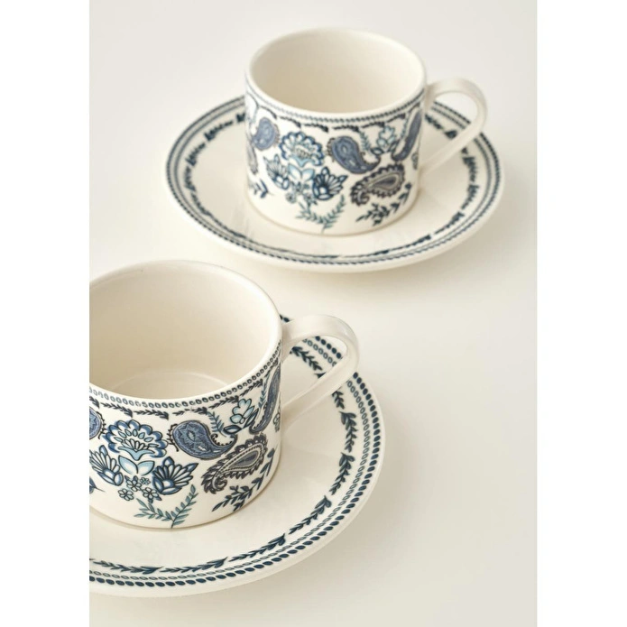 Bella Maison Paisley Porselen 2'li Çay Fincanı Mavi (180 Cc) Mavi