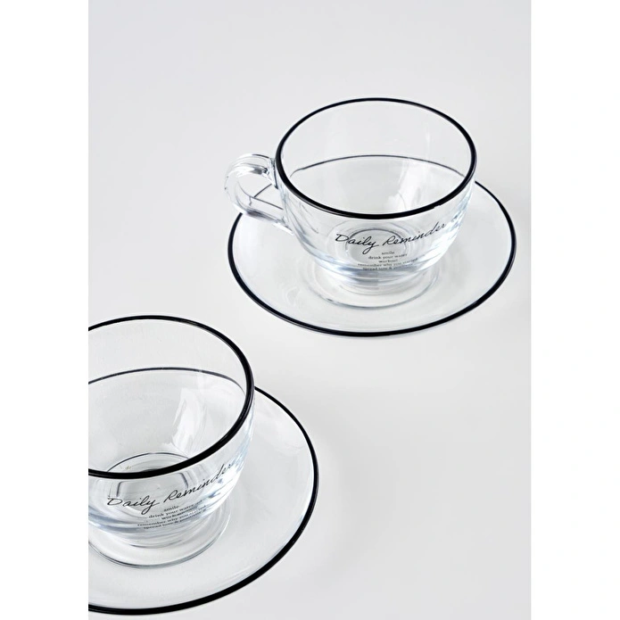 Bella Maison Daily Reminder 2'li Çay Fincan Seti Siyah (240 Cc) Siyah
