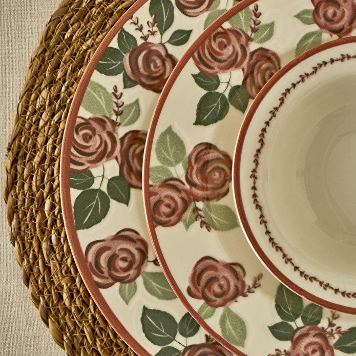 Bella Maison Rose Porselen 24 Parça 6 Kişilik Yemek Takımı Çok Renkli