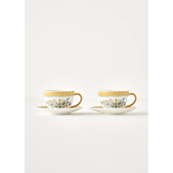 Bella Maison Bianca New Bone 2'li Çay Fincanı Seti (210 Cc) Çok Renkli
