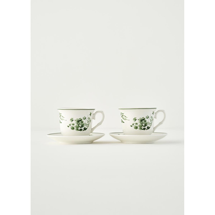 Bella Maison Julia New Bone 2'li Çay Fincanı Seti Yeşil (250 Cc) Yeşil