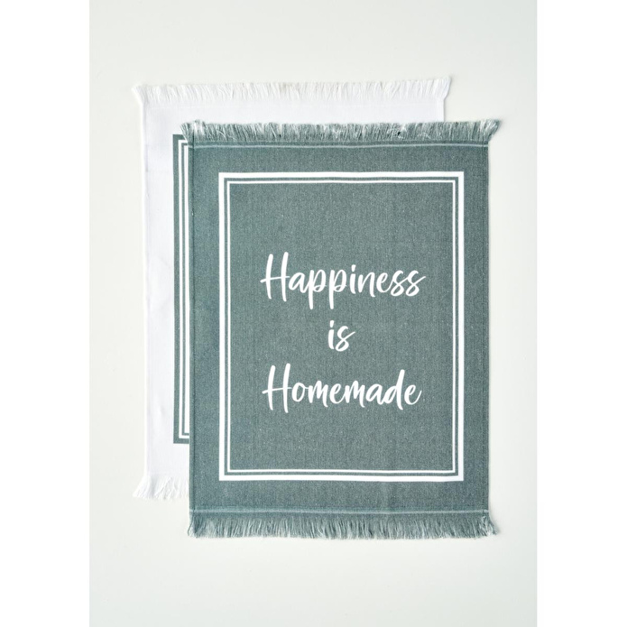 Bella Maison Happiness Pamuklu Kurulama Bezi 2'li Yeşil (40x50 Cm) Yeşil