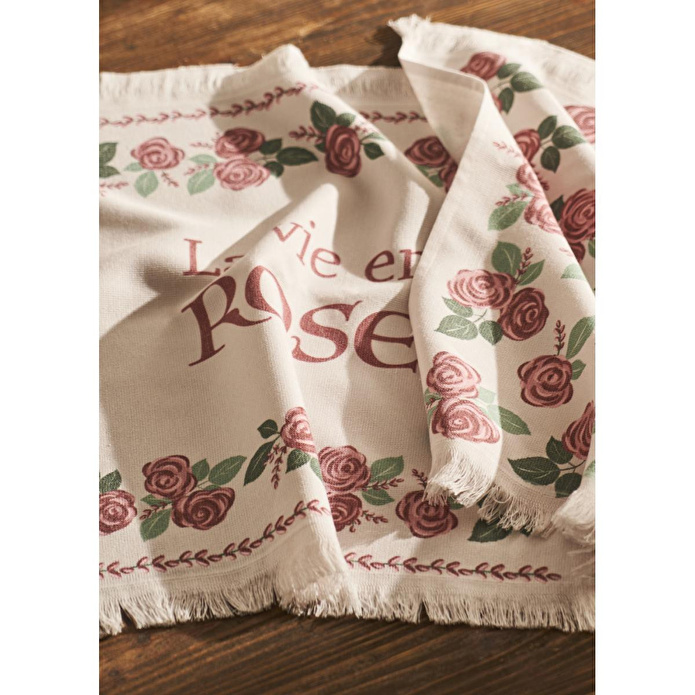 Bella Maison Rose Pamuklu Baskılı Kurulama Bezi 2'li Krem (40x50 Cm) Krem