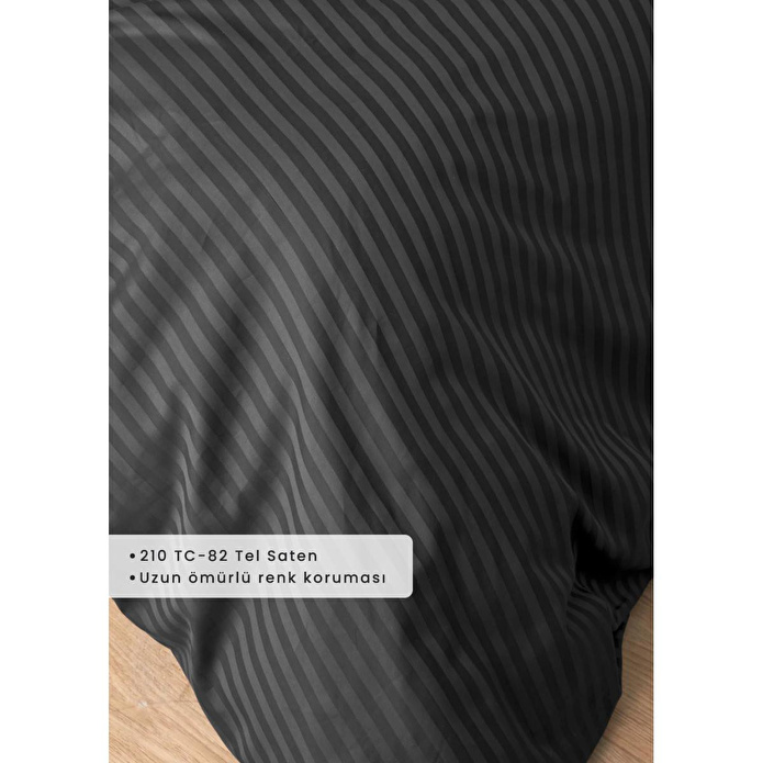 Bella Maison Premium Tencel Çift Kişilik Saten Nevresim Seti Antrasit (200x220 Cm) Antrasit