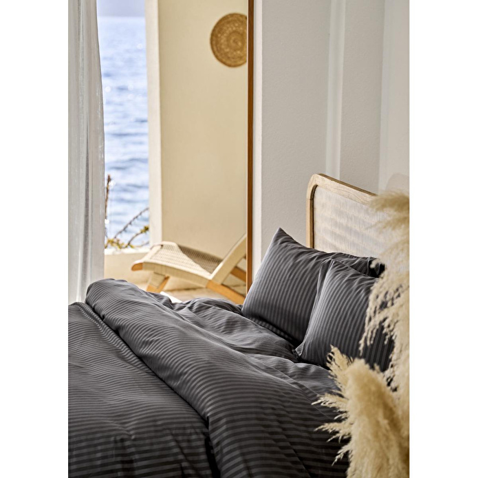 Bella Maison Premium Tencel Çift Kişilik Saten Nevresim Seti Antrasit (200x220 Cm) Antrasit