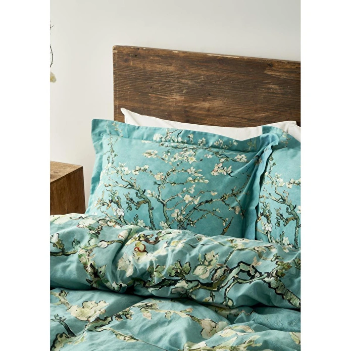 Bella Maison %100 Pamuk Saten Van Gogh Almond Blossom King Size Nevresim Takımı Turkuaz (240x220 Cm) Çift Kişilik Xl-turkuaz