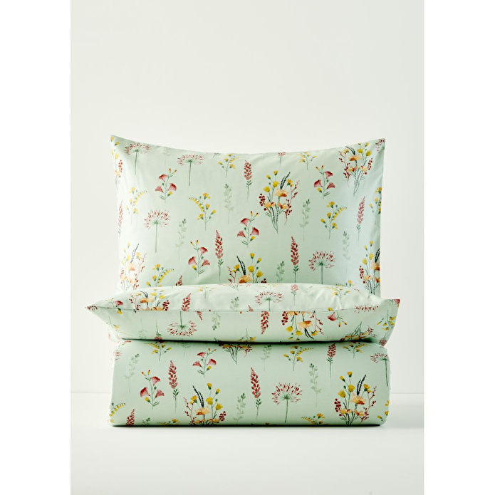 Bella Maison %100 Pamuk Saten Flores King Size Nevresim Seti Açık Yeşil (240x220 Cm) Açık Yeşil