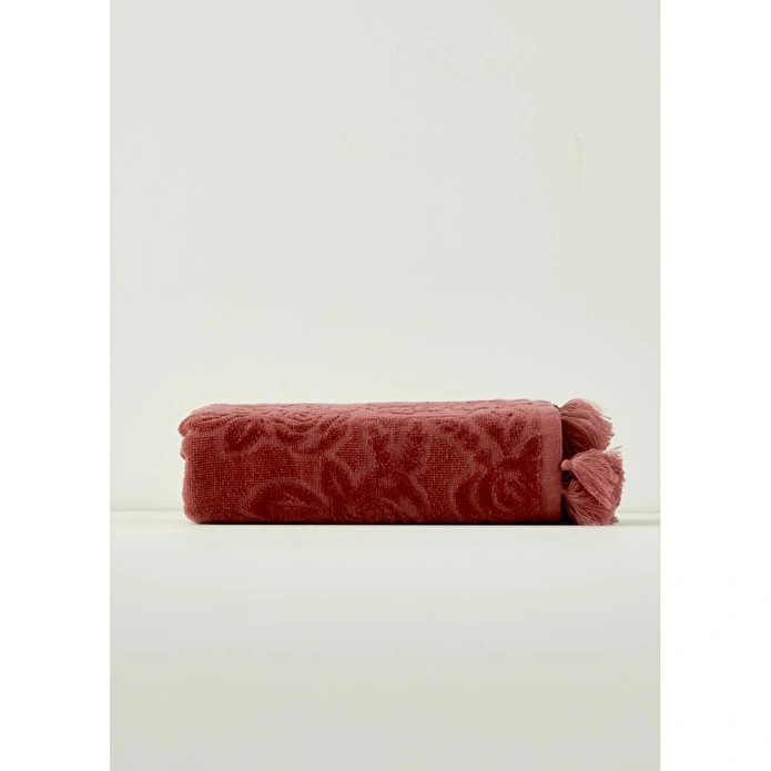 Bella Maison %100 Pamuk Rose Jakarlı Yüz Havlusu Mürdüm (50x90 Cm) Mürdüm