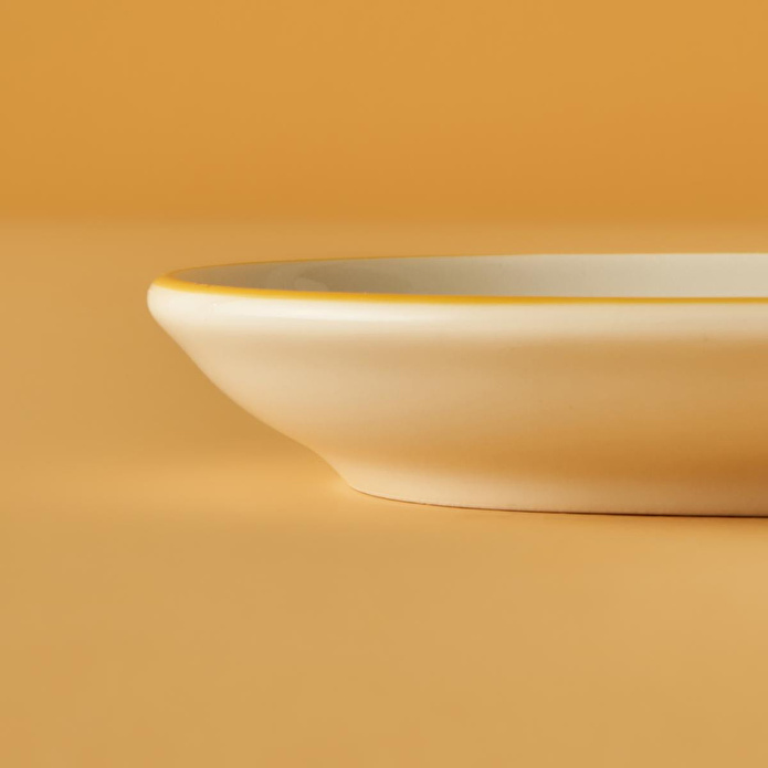Bella Maison Line Oval Porselen Sunum Tabağı Sarı (18x11 Cm) Sarı