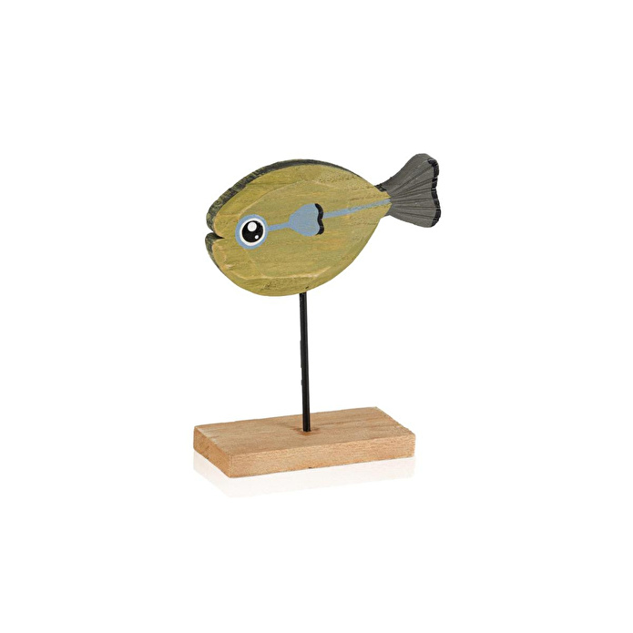 The Mia Retro Ahşap Balık Figürlü Masaüstü Obje 16 Cm