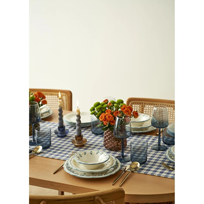 Bella Maison Mabel Stoneware 48 Parça 12 Kişilik Yemek Takımı Mavi