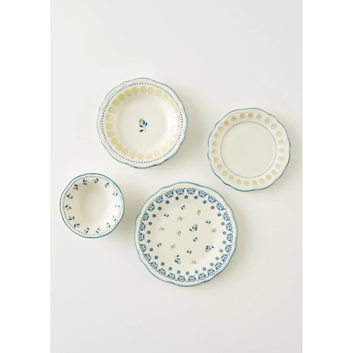 Bella Maison Mabel Stoneware 48 Parça 12 Kişilik Yemek Takımı Mavi