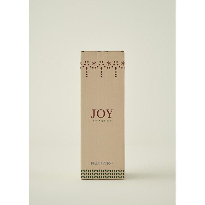Bella Maison Joy Stoneware Yılbaşı 3'lü Kupa Seti Krem (390 Cc) Krem